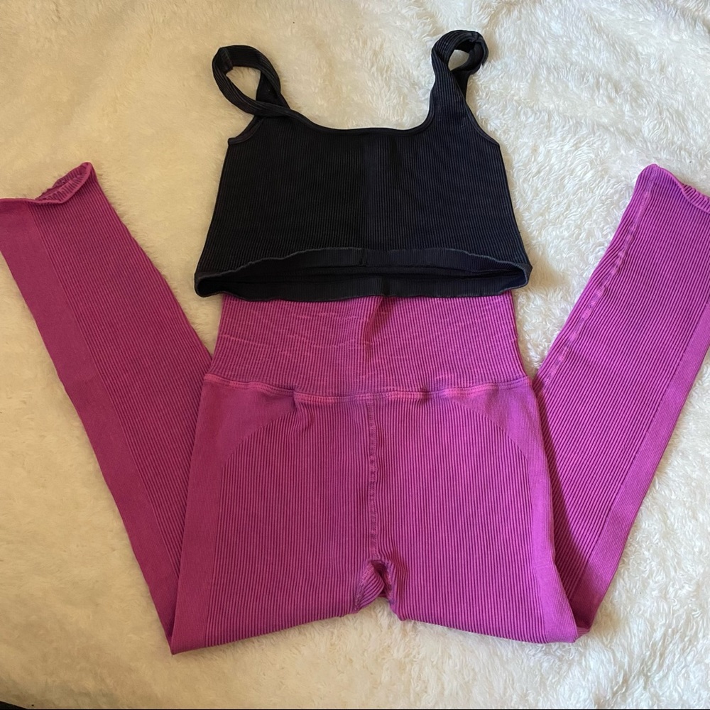 Free people happiness square neck crop top and leggings
